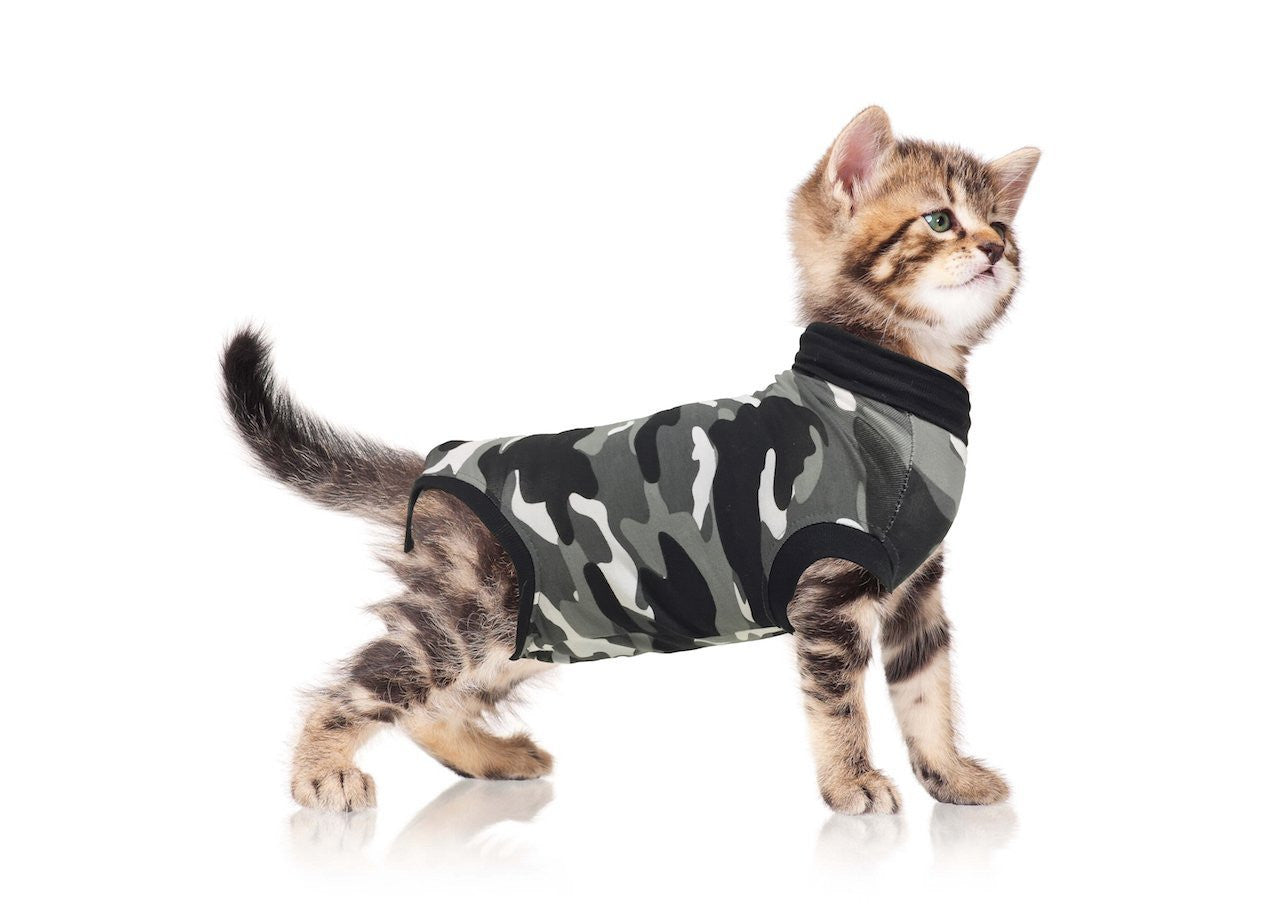 Suitical Recovery Suit for Cats - Black Camouflage
